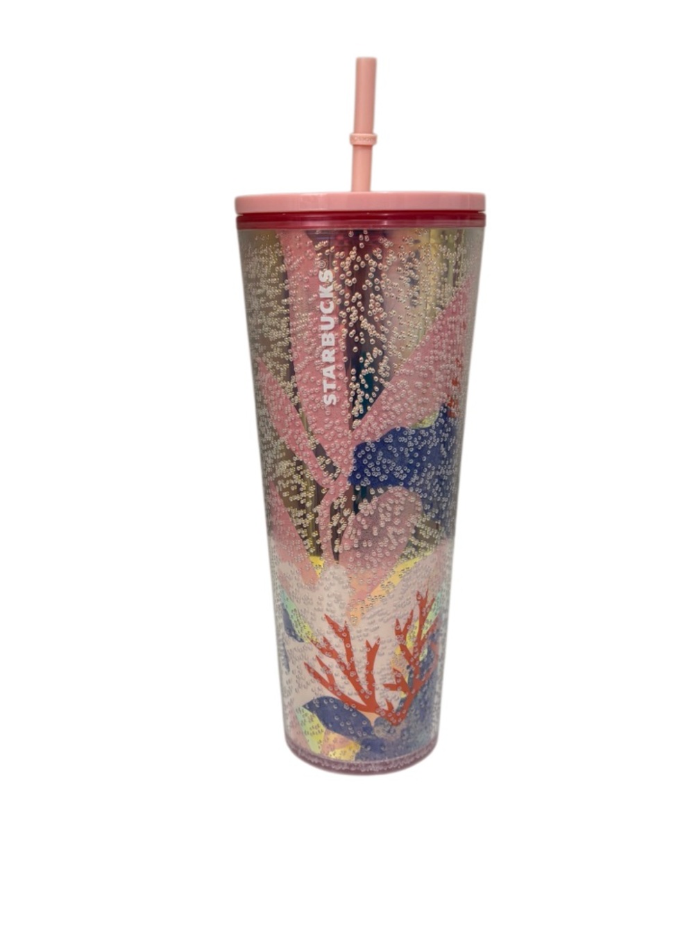 Starbucks 2021 Pink Coral Reef Tumbler with Straw
